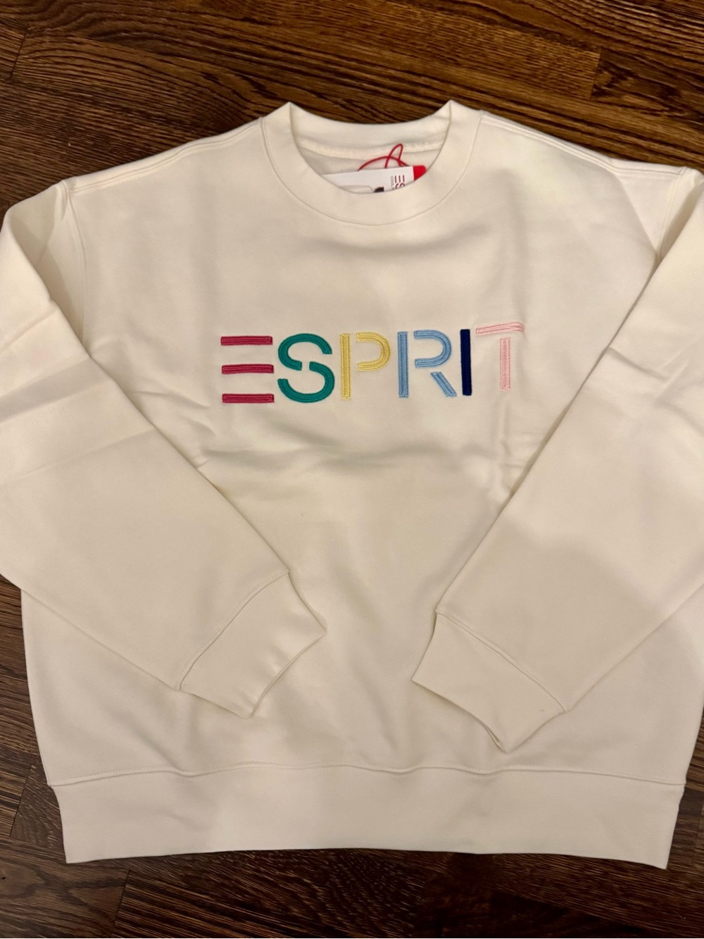Viral Tik Tok Esprit Cream Logo Tee with Multicolor Embroidery- Size XXL - Picture 5 of 9
